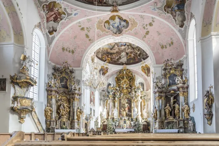 Framed Print : Interior of the Church of St. Peter and Paul, Oberammergau, Upper Bavaria, Bavaria Framed Print : Interior of the Church of St. Peter and Paul, Oberammergau, Upper Bavaria, Bavaria