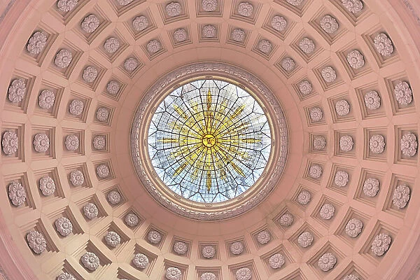 Interior dome vitreaux of the Buenos Aires City Legislature Palace, Monserrat, Buenos Aires, Argentina