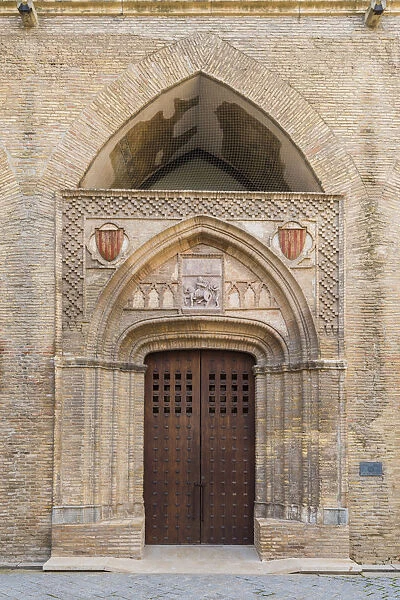 Interior door of Aljaferia palace. Zaragoza, Aragon, Spain