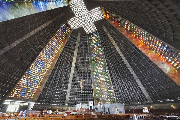 Interior of Metropolitan Cathedral of Saint Sebastian, Centro, Rio de Janeiro, Brazil