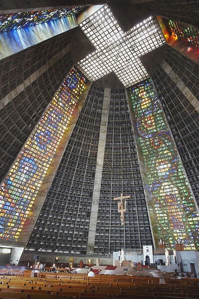 Interior of Metropolitan Cathedral of Saint Sebastian, Centro, Rio de Janeiro, Brazil