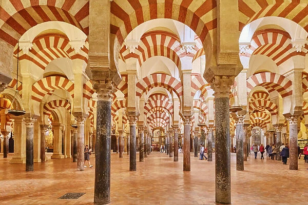 Interior of the Mezquita-Catedral (Mosque-Cathedral) of Cordoba, dating back to the 8th century A. D. a UNESCO World Heritage Site. Andalucia, Spain