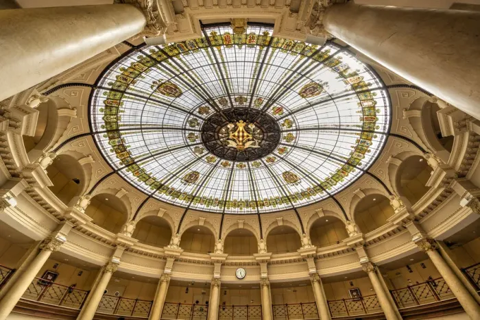 Framed Print : Interior of Palacio de las Comunicaciones (former Edificio de Correos or Post Office Building), Valencia, Valencian Community, Spain