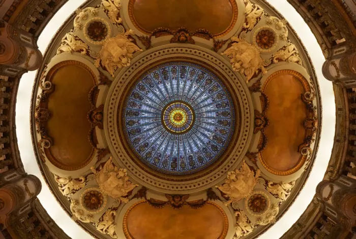 Framed Print : Interior vitreaux dome inside Palacio Paz Framed Print : Interior vitreaux dome inside Palacio Paz