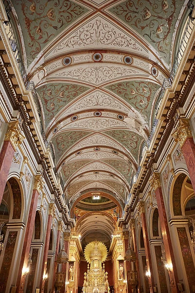 The interiors of the Salta Cathedral (Spanish: Catedral Basilica de Salta) in Baroque style, Salta, Argentina. A Roman Catholic cathedral, declared National Monument in 1941
