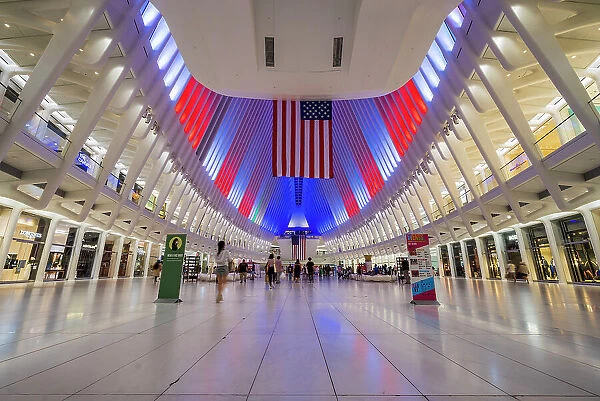 Interiors of the World Trade Center station (PATH), known also as Oculus, designed by architect Santiago Calatrava, Manhattan, New York, USA
