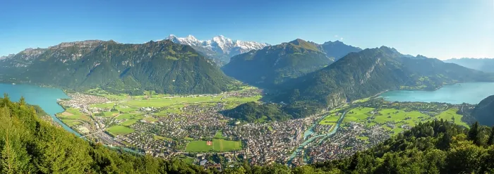 Framed Print : Interlaken from Harder Kulm, Berner Oberland, Switzerland