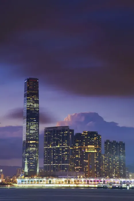 Framed Print : International Commerce Center (ICC) at dusk, Kowloon, Hong Kong, China Framed Print : International Commerce Center (ICC) at dusk, Kowloon, Hong Kong, China