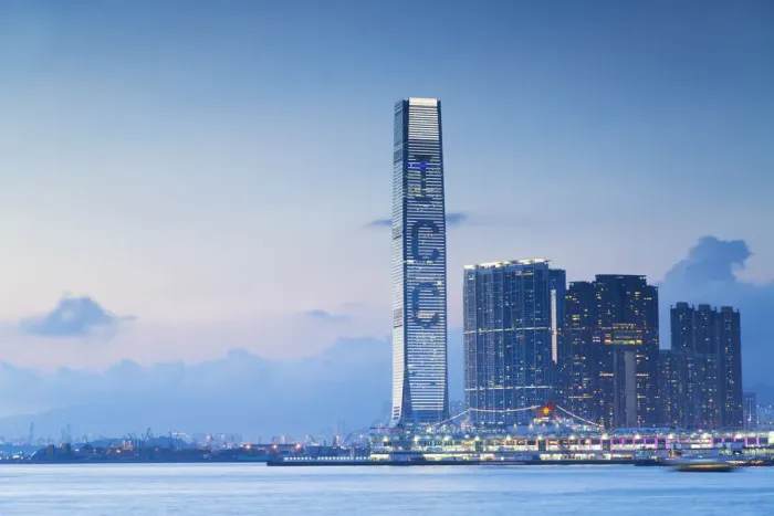 Framed Print : International Commerce Centre (ICC) at dusk, Hong Kong, China Framed Print : International Commerce Centre (ICC) at dusk, Hong Kong, China