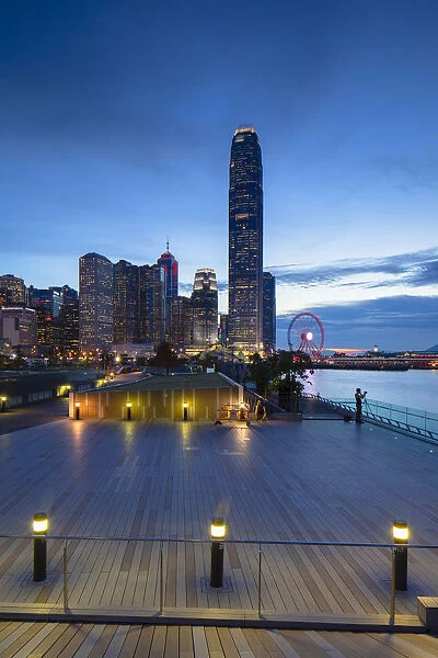 International Finance Centre (IFC) and skyscrapers of Central at dusk, Hong Kong Island