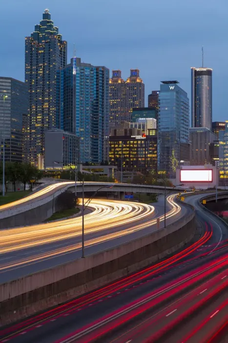 Framed Print : Interstate I-85 leading into Downtown Atlanta, Georgia, United States of America Framed Print : Interstate I-85 leading into Downtown Atlanta, Georgia, United States of America