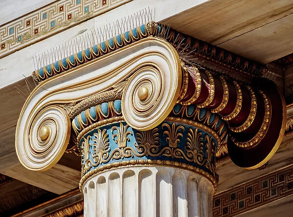 Ionic order column, The Academy of Athens, detailed view, Athens, Attica, Greece