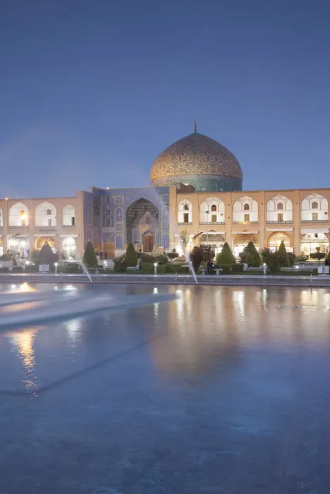 Framed Print : Iran, Central Iran, Esfahan, Naqsh-e Jahan Imam Square, dusk