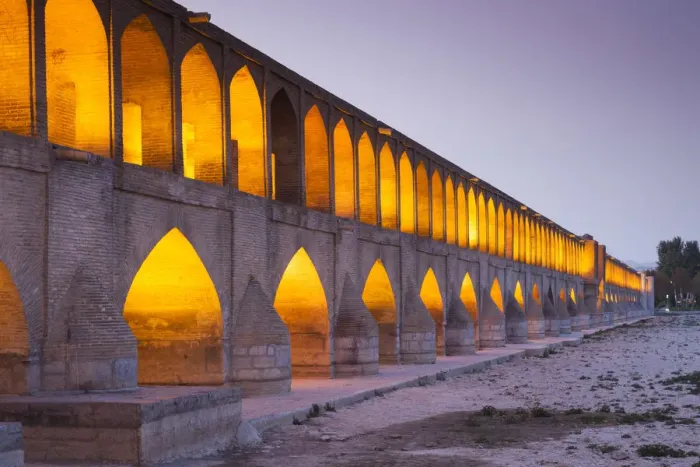Framed Print : Iran, Central Iran, Esfahan, Si-o-Seh Bridge, dawn