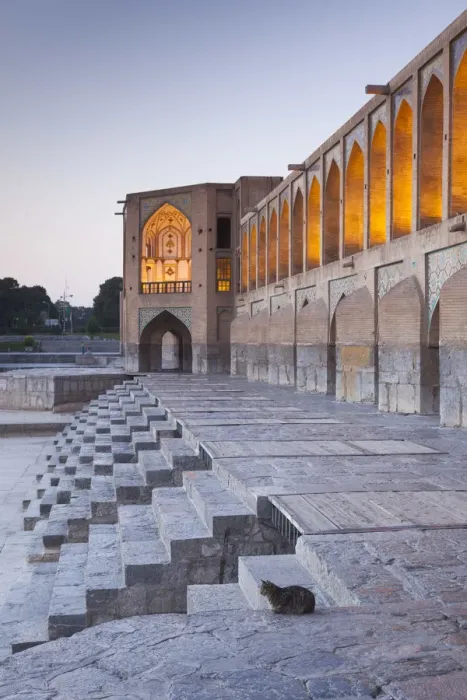 Framed Print : Iran, Central Iran, Esfahan, Si-o-Seh Bridge, dawn