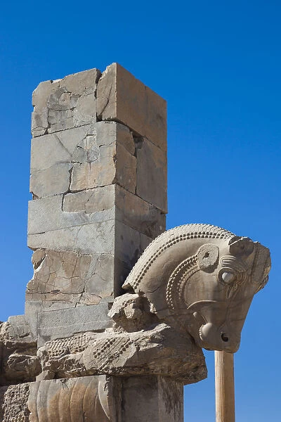 Iran, Central Iran, Persepolis, 6th century BC ancient city, horse monument