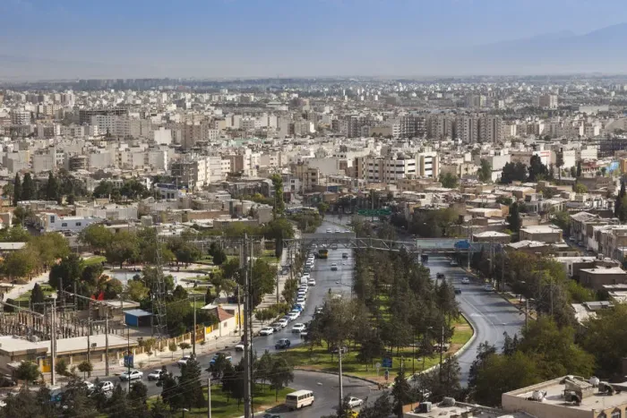Framed Print : Iran, Central Iran, Shiraz, elevated city skyline from the north Framed Print : Iran, Central Iran, Shiraz, elevated city skyline from the north