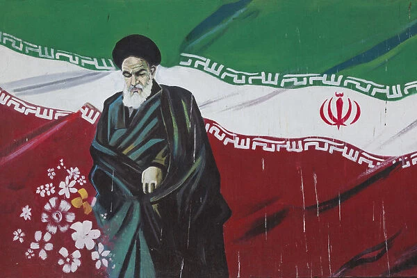 Iran, Tehran, anti-US propaganda mural on the outer walls of the former US embassy