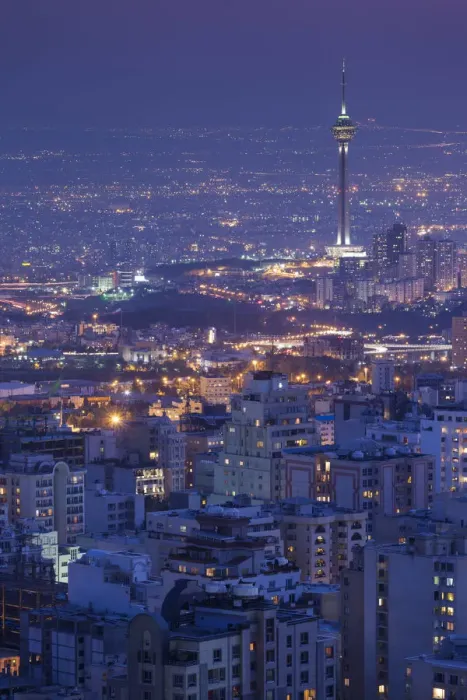 Framed Print : Iran, Tehran, elevated city skyline with view tfrom the Roof of Iran Park towards Framed Print : Iran, Tehran, elevated city skyline with view tfrom the Roof of Iran Park towards