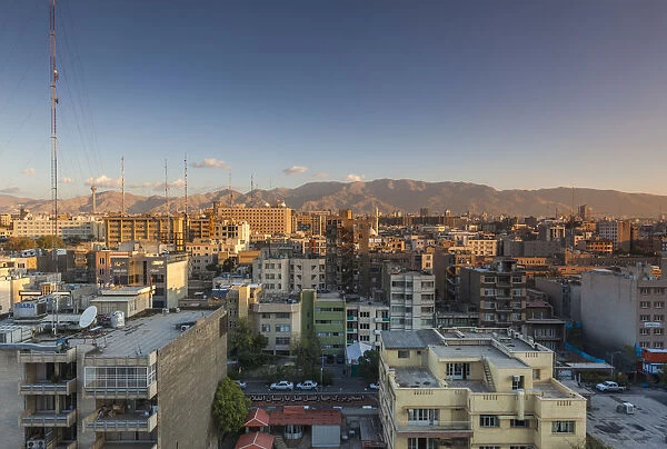Iran, Tehran, elevated city view, morning