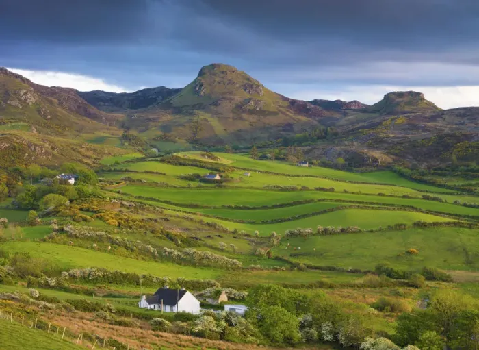 Framed Print : Ireland, Co. Donegal, Fanad, Farmland and house Framed Print : Ireland, Co. Donegal, Fanad, Farmland and house