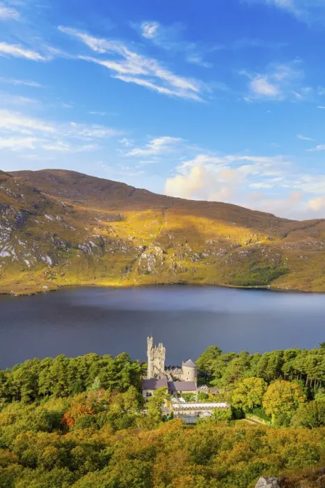 Framed Print : Ireland, Co. Donegal, Glenveagh National Park, Glenveagh castle and Lough Veagh in autumn Framed Print : Ireland, Co. Donegal, Glenveagh National Park, Glenveagh castle and Lough Veagh in autumn