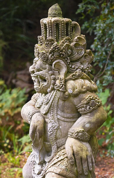 Ireland, Co. Donegal, Glenveagh National Park and Gardens, Stone statue from Bali