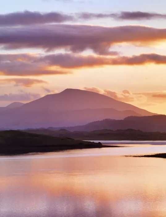 Framed Print : Ireland, Co. Donegal, Mount Errigal and Mulroy bay at sunset Framed Print : Ireland, Co. Donegal, Mount Errigal and Mulroy bay at sunset