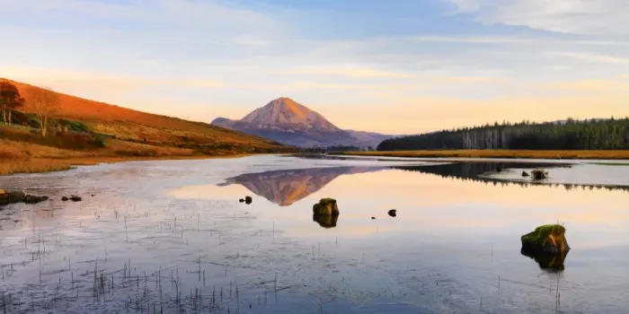 Framed Print : Ireland, Co. Donegal, Mount Errigal reflected in Clady river Framed Print : Ireland, Co. Donegal, Mount Errigal reflected in Clady river