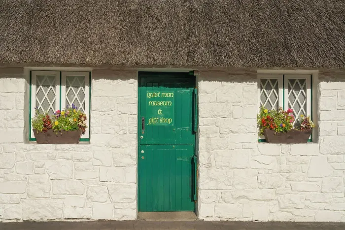 Framed Print : Ireland, Co. Mayo, Cong, Quiet Man Cottage, replica of house used in the John Wayne film, The Quiet Man Framed Print : Ireland, Co. Mayo, Cong, Quiet Man Cottage, replica of house used in the John Wayne film, The Quiet Man