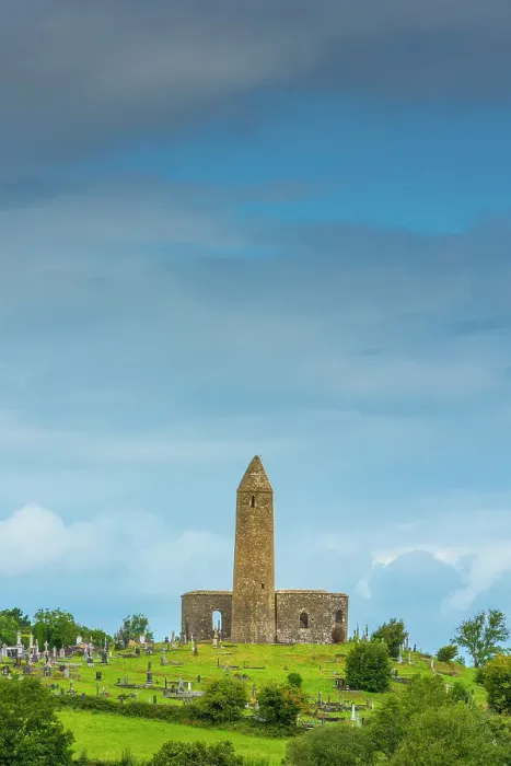 Framed Print : Ireland, Co. Mayo, Knockanour, Turlough Round Tower, founded by Saint Patrick in 5th Century