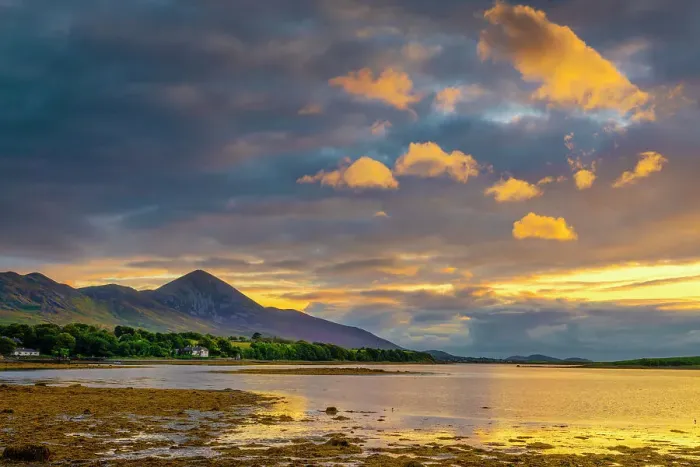 Framed Print : Ireland, Co. Mayo, Westport, Murrisk, Croagh Patrick Holy Mountain and Clew bay Framed Print : Ireland, Co. Mayo, Westport, Murrisk, Croagh Patrick Holy Mountain and Clew bay