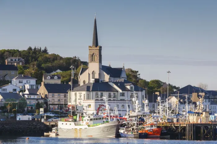 Framed Print : Ireland, County Donegal, Killybegs, Irelands largest fishing port, town view Framed Print : Ireland, County Donegal, Killybegs, Irelands largest fishing port, town view