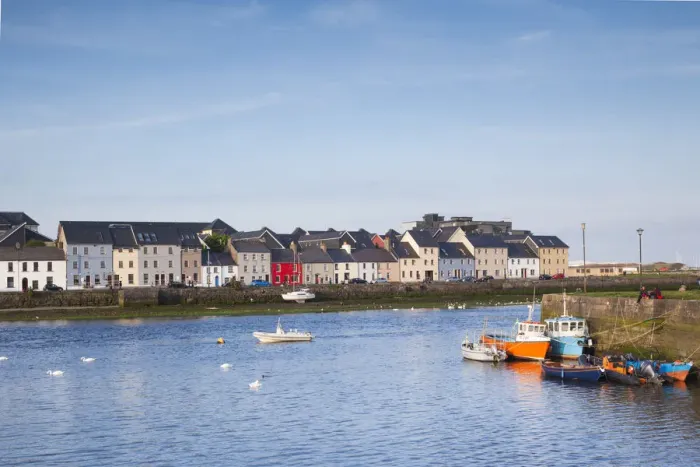 Framed Print : Ireland, County Galway, Galway City, port buidlings of The Claddagh