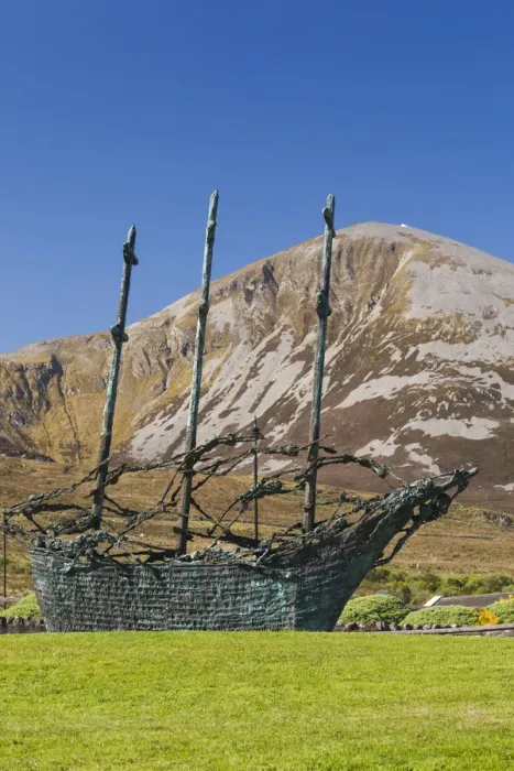 Framed Print : Ireland, County Mayo, Murrisk, view of Croagh Patrick Holy Mountain with National Framed Print : Ireland, County Mayo, Murrisk, view of Croagh Patrick Holy Mountain with National