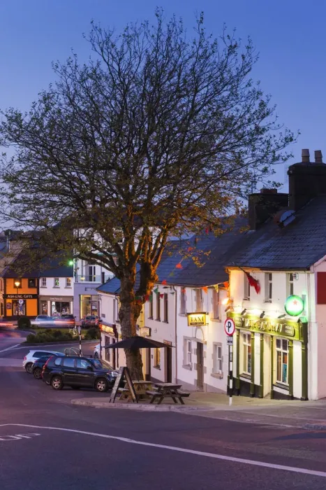 Framed Print : Ireland, County Mayo, Westport, town view by the Octagon, dusk Framed Print : Ireland, County Mayo, Westport, town view by the Octagon, dusk