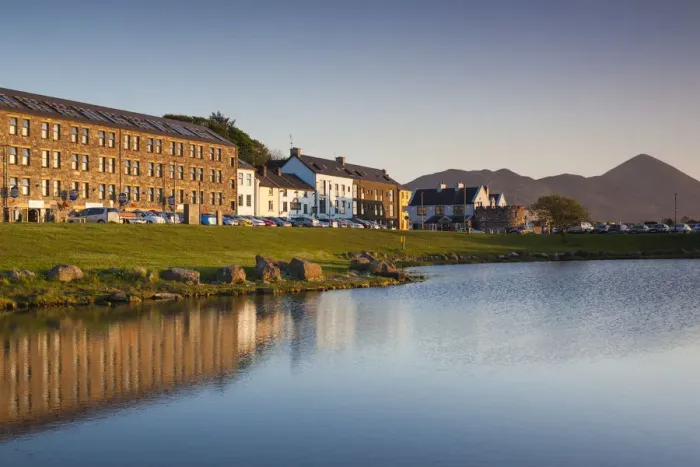 Framed Print : Ireland, County Mayo, Westport Quay, harborfront buildings Framed Print : Ireland, County Mayo, Westport Quay, harborfront buildings