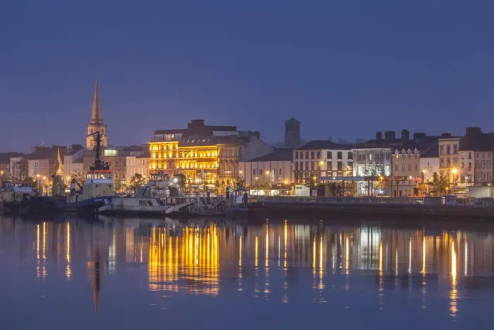 Framed Print : Ireland, County Waterford, Waterford City, skyline, dusk Framed Print : Ireland, County Waterford, Waterford City, skyline, dusk
