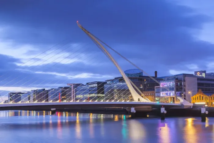 Framed Print : Ireland, Dublin, Docklands, Samuel Beckett Bridge, Santiago Calatrava, architect, dawn Framed Print : Ireland, Dublin, Docklands, Samuel Beckett Bridge, Santiago Calatrava, architect, dawn
