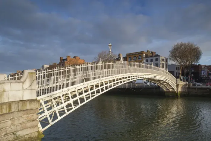 Framed Print : Ireland, Dublin, Hapenny Bridge over the River Liffey
