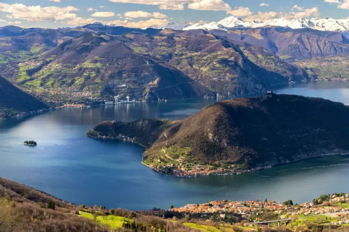 Framed Print : Iseo lake in spring season, Lombardy district, Brescia province, Italy Framed Print : Iseo lake in spring season, Lombardy district, Brescia province, Italy