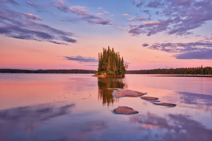 Framed Print : Island on Paint Lake Dawn. Paint Lake Provincial Park Manitoba, Canada Framed Print : Island on Paint Lake Dawn. Paint Lake Provincial Park Manitoba, Canada