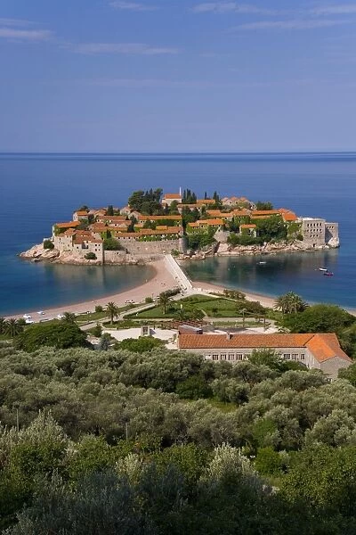 Island of Sveti Stefan & Adriatic Sea, Budva Riviera, Montenegro