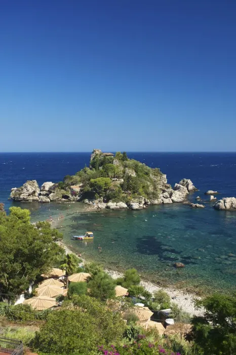 Framed Print : Isola Bella Beach, Taormina, Sicily, Italy