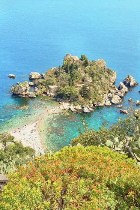 Framed Print : Isola Bella, high angle view, Taormina, Sicily, Italy Framed Print : Isola Bella, high angle view, Taormina, Sicily, Italy