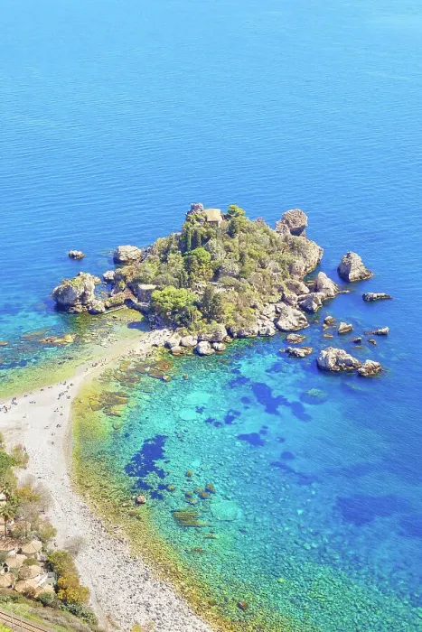 Framed Print : Isola Bella, high angle view, Taormina, Sicily, Italy Framed Print : Isola Bella, high angle view, Taormina, Sicily, Italy