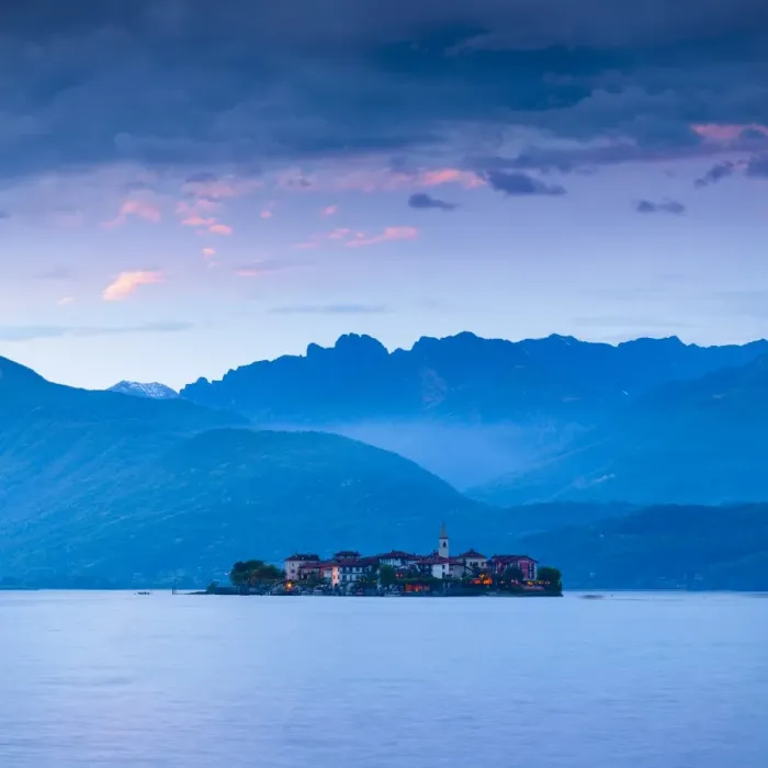 Framed Print : Isola dei Pescatori (Fishermens Islands) illuminated at dusk, Borromean Islands Framed Print : Isola dei Pescatori (Fishermens Islands) illuminated at dusk, Borromean Islands