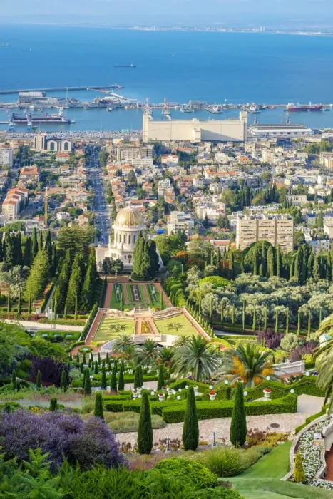 Framed Print : Israel, Haifa District, Haifa. Baha i Gardens and buildings in downtown Haifa Framed Print : Israel, Haifa District, Haifa. Baha i Gardens and buildings in downtown Haifa