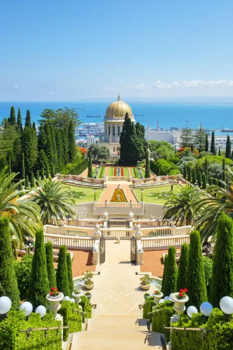 Framed Print : Israel, Haifa District, Haifa. The Shrine of the Bab at the Baha i Gardens