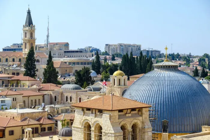 Framed Print : Israel, Jerusalem District, Jerusalem. High-angle view of the Church of the Holy Sepulchre Framed Print : Israel, Jerusalem District, Jerusalem. High-angle view of the Church of the Holy Sepulchre